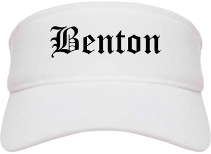 Benton Arkansas AR Old English Mens Visor Cap Hat White
