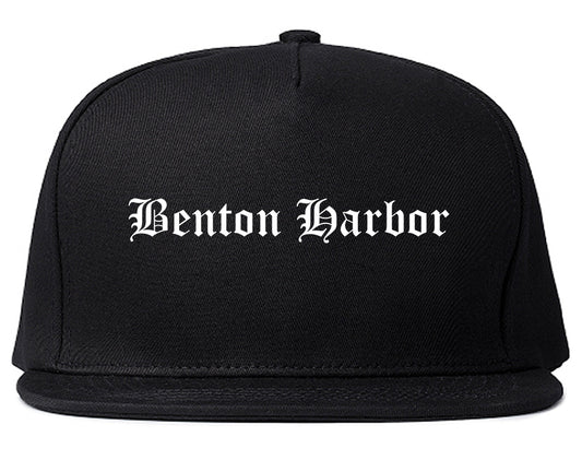 Benton Harbor Michigan MI Old English Mens Snapback Hat Black