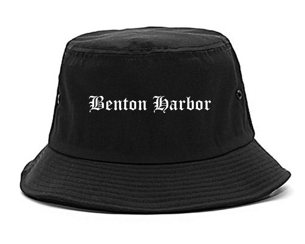 Benton Harbor Michigan MI Old English Mens Bucket Hat Black