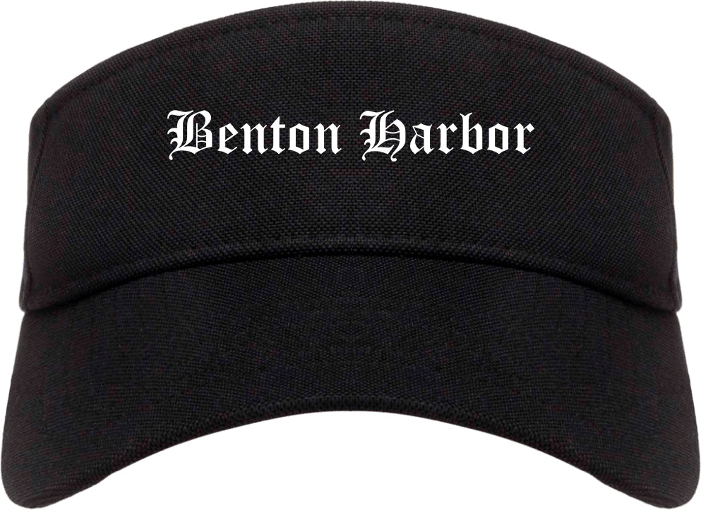 Benton Harbor Michigan MI Old English Mens Visor Cap Hat Black
