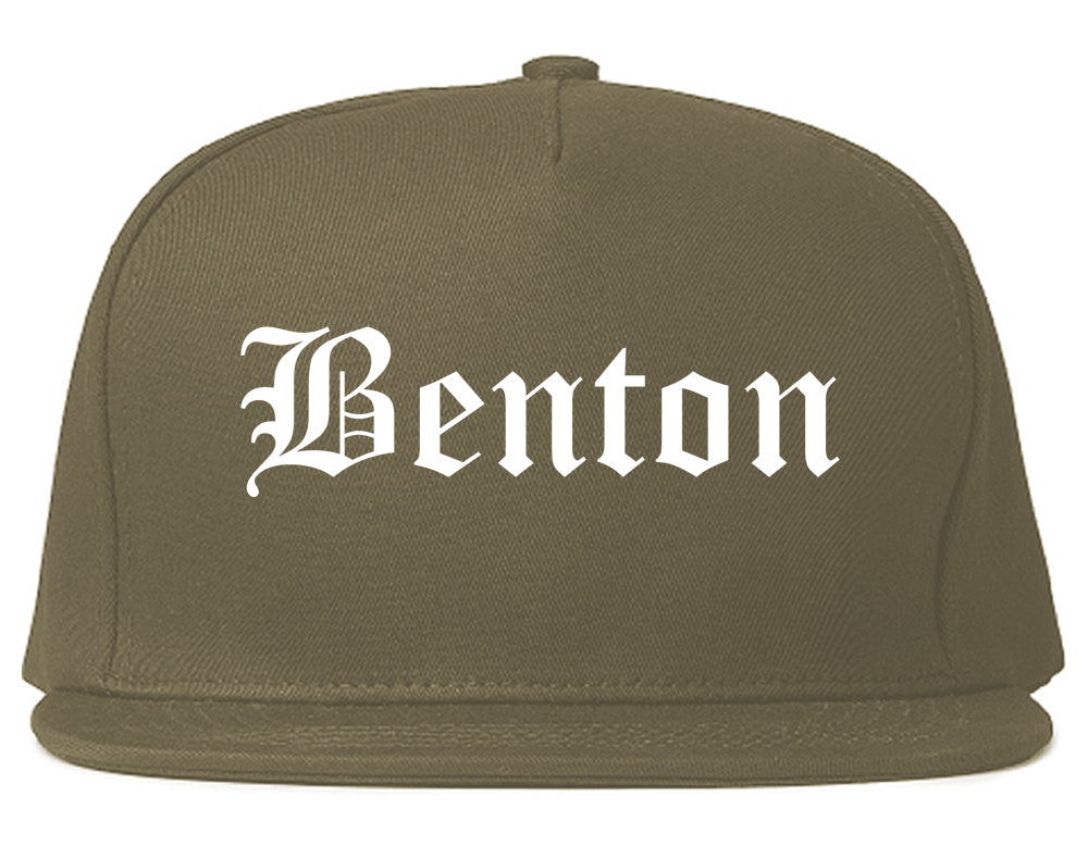 Benton Illinois IL Old English Mens Snapback Hat Grey