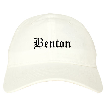 Benton Illinois IL Old English Mens Dad Hat Baseball Cap White