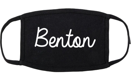 Benton Illinois IL Script Cotton Face Mask Black