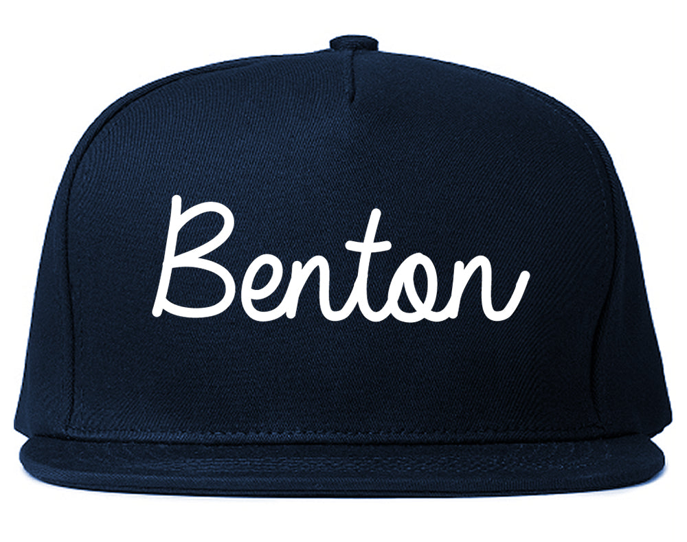 Benton Illinois IL Script Mens Snapback Hat Navy Blue
