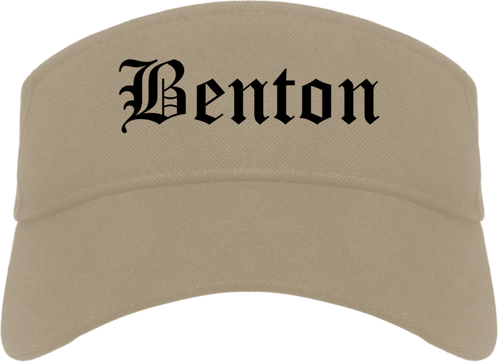 Benton Illinois IL Old English Mens Visor Cap Hat Khaki