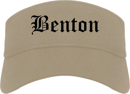 Benton Illinois IL Old English Mens Visor Cap Hat Khaki