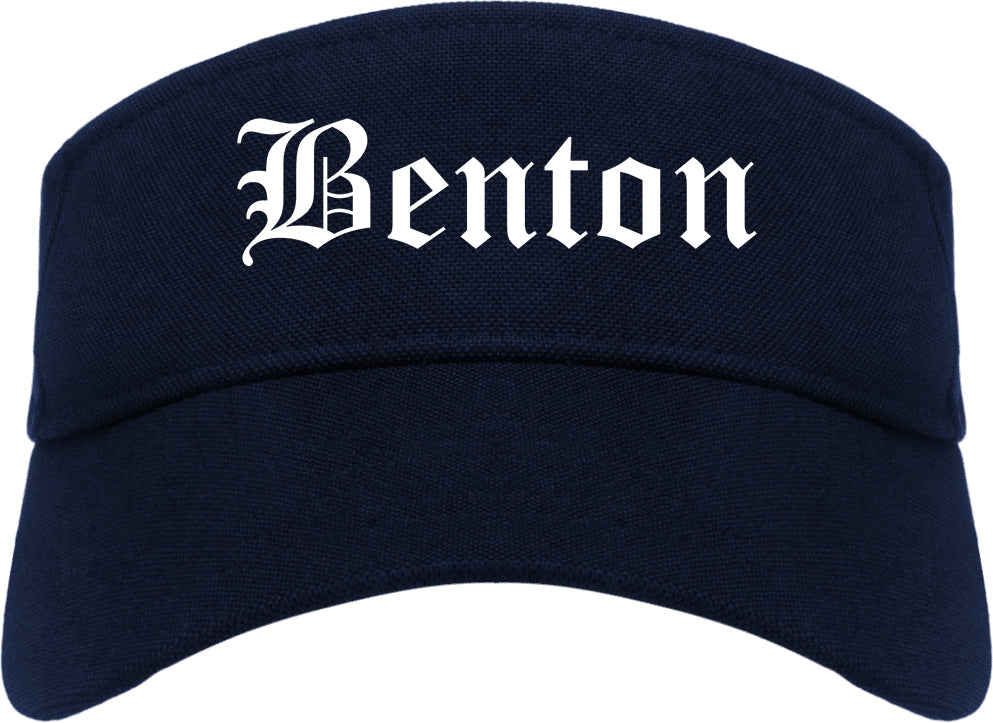 Benton Illinois IL Old English Mens Visor Cap Hat Navy Blue