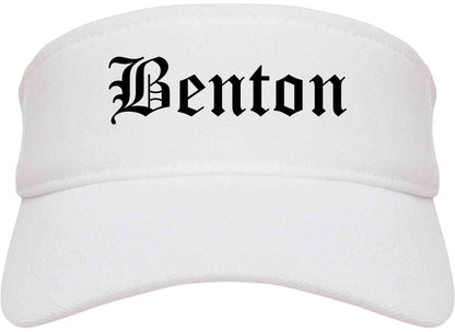 Benton Illinois IL Old English Mens Visor Cap Hat White