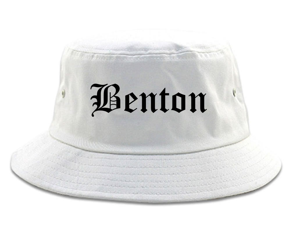 Benton Illinois IL Old English Mens Bucket Hat White