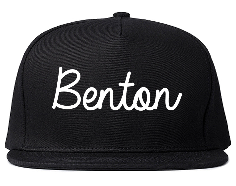 Benton Kentucky KY Script Mens Snapback Hat Black