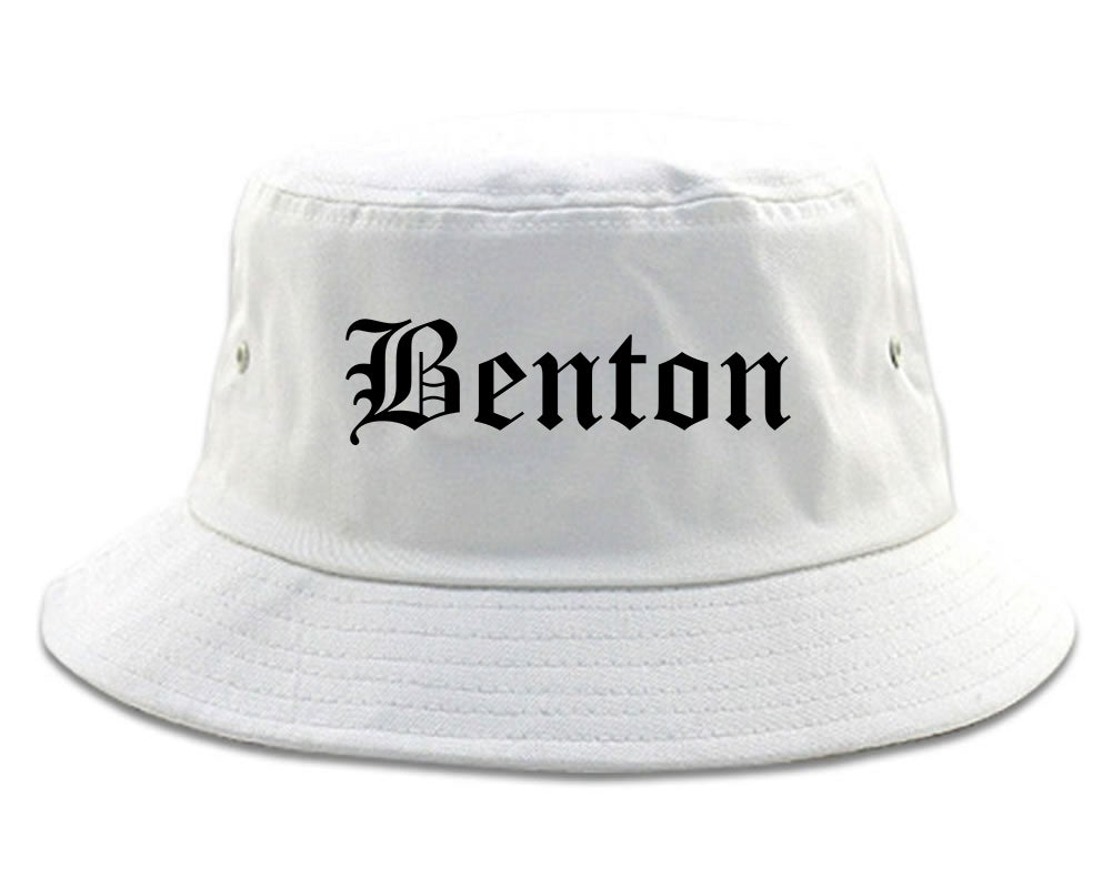 Benton Kentucky KY Old English Mens Bucket Hat White