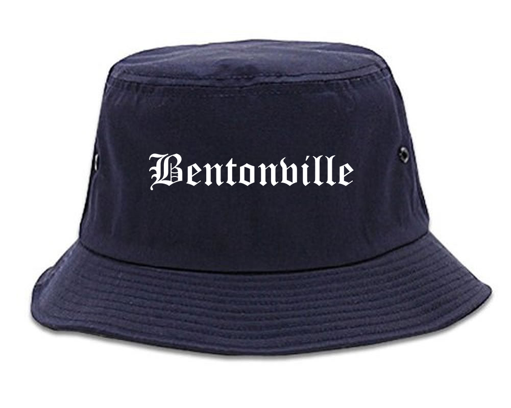 Bentonville Arkansas AR Old English Mens Bucket Hat Navy Blue