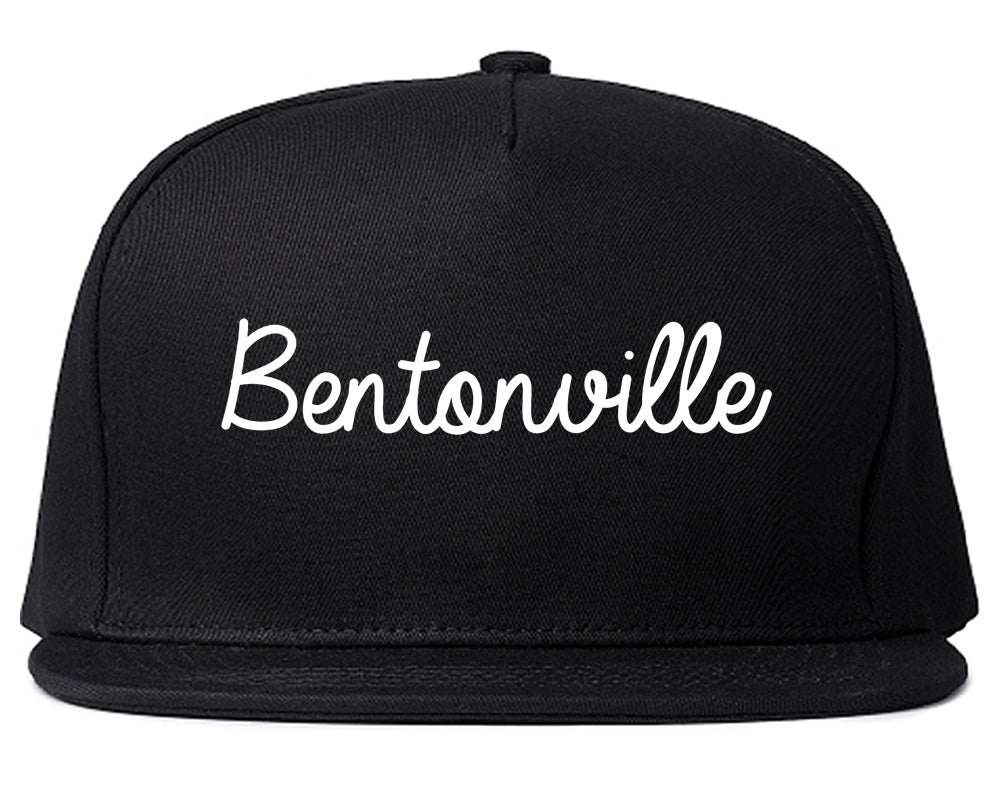 Bentonville Arkansas AR Script Mens Snapback Hat Black