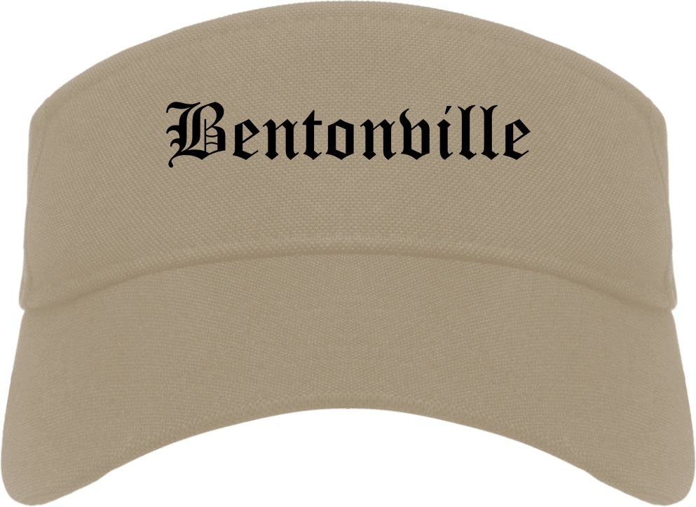 Bentonville Arkansas AR Old English Mens Visor Cap Hat Khaki