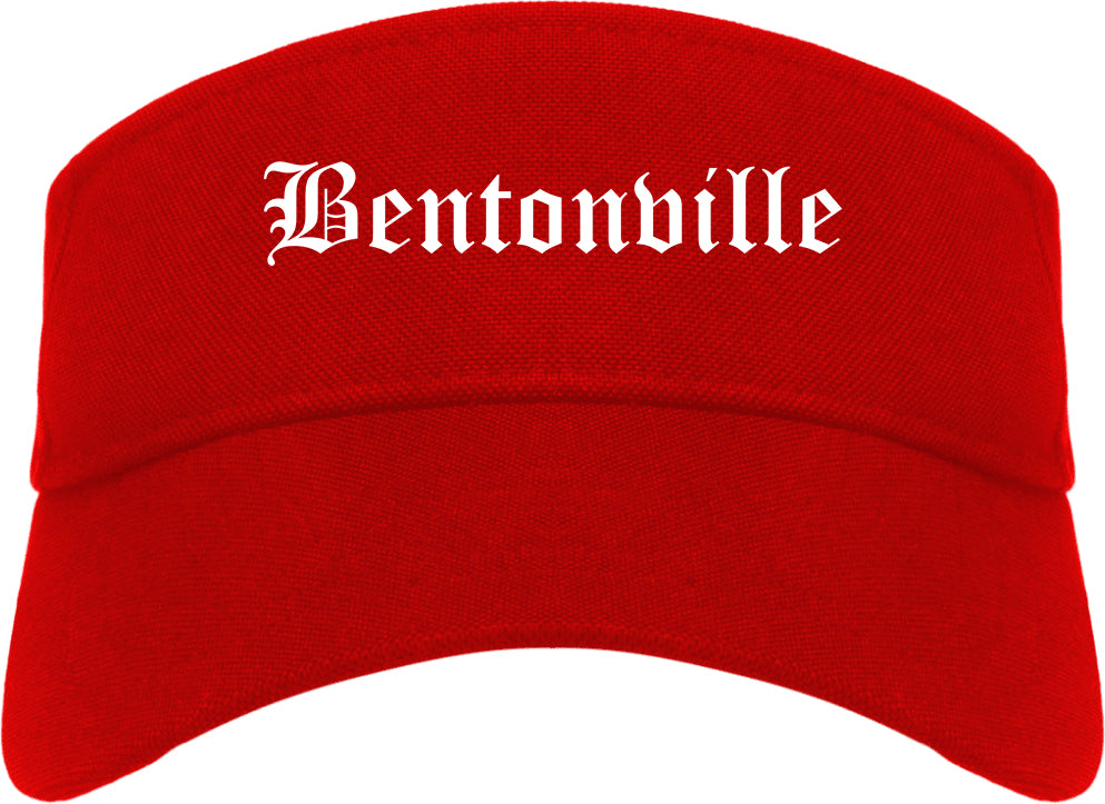 Bentonville Arkansas AR Old English Mens Visor Cap Hat Red