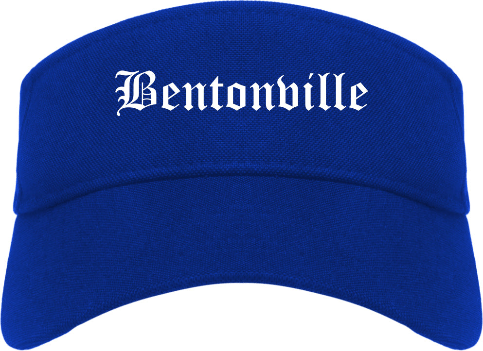 Bentonville Arkansas AR Old English Mens Visor Cap Hat Royal Blue