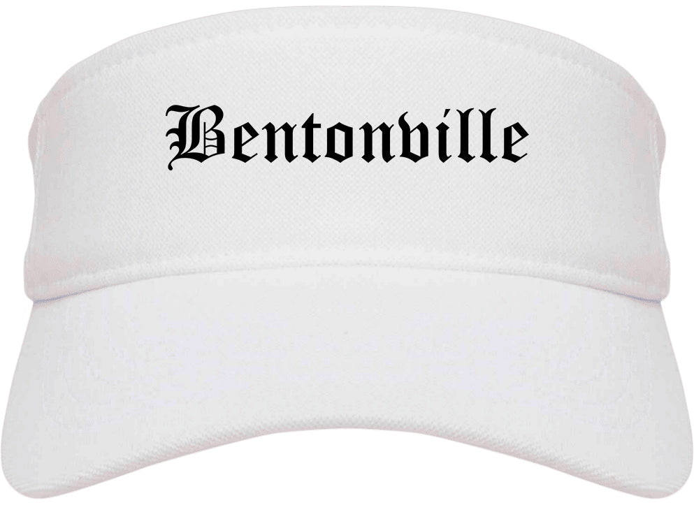 Bentonville Arkansas AR Old English Mens Visor Cap Hat White