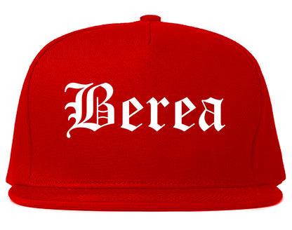 Berea Ohio OH Old English Mens Snapback Hat Red
