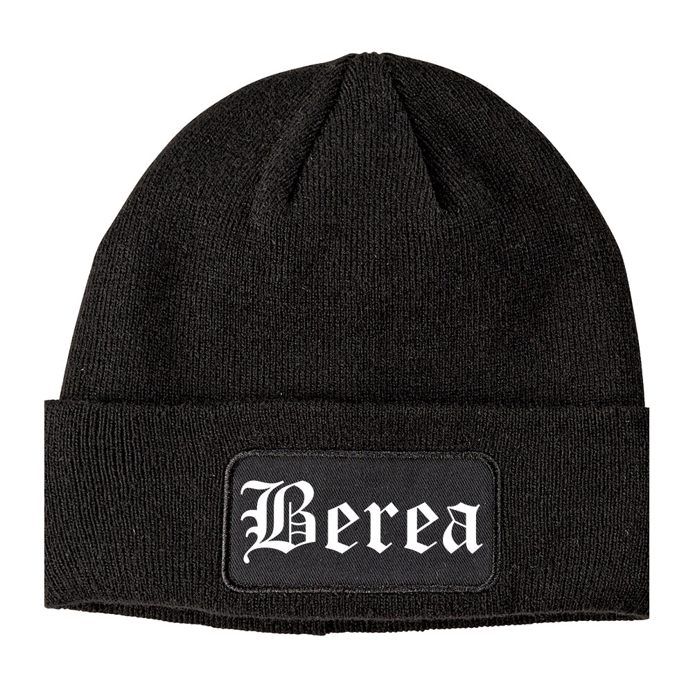 Berea Ohio OH Old English Mens Knit Beanie Hat Cap Black