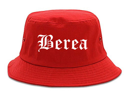 Berea Ohio OH Old English Mens Bucket Hat Red