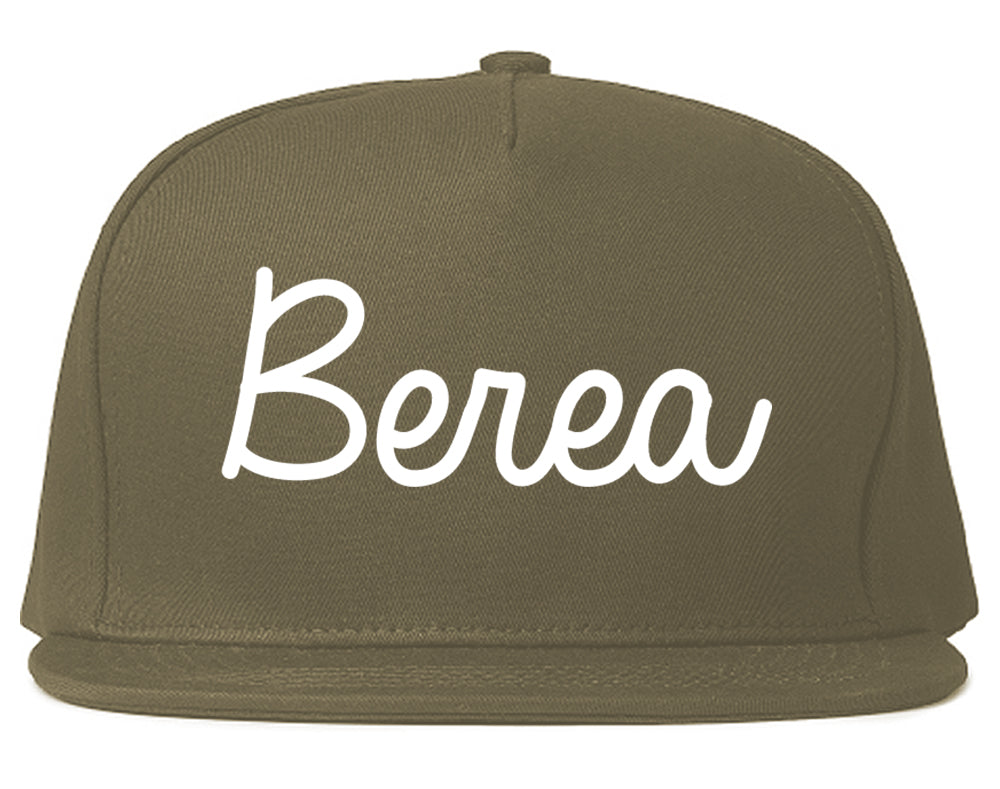 Berea Ohio OH Script Mens Snapback Hat Grey