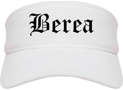Berea Ohio OH Old English Mens Visor Cap Hat White