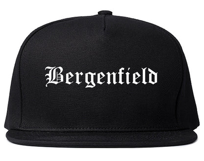 Bergenfield New Jersey NJ Old English Mens Snapback Hat Black
