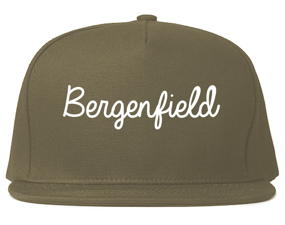 Bergenfield New Jersey NJ Script Mens Snapback Hat Grey