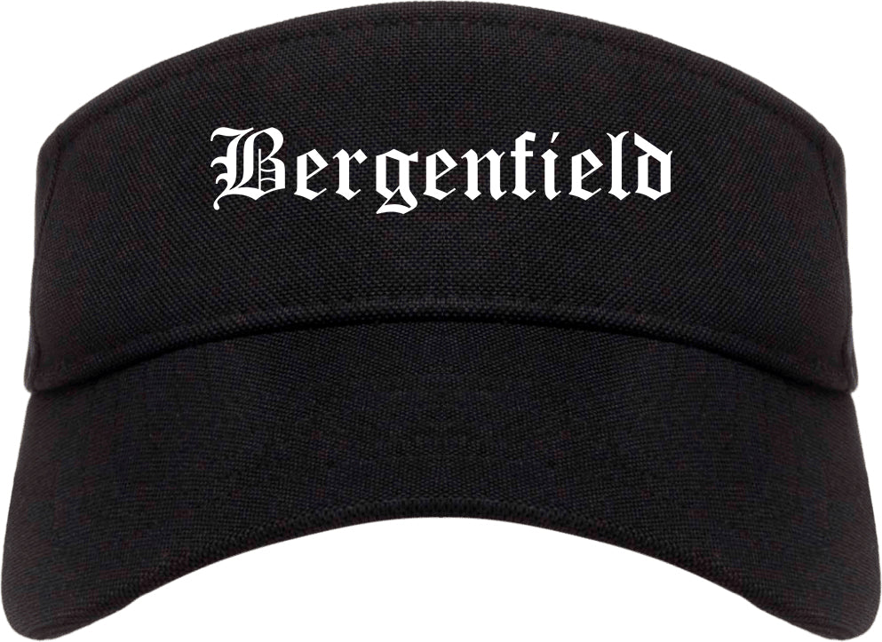 Bergenfield New Jersey NJ Old English Mens Visor Cap Hat Black