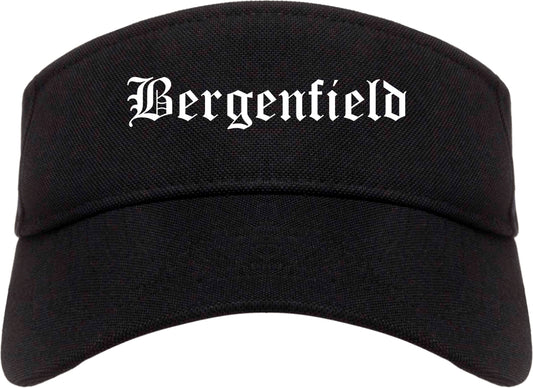 Bergenfield New Jersey NJ Old English Mens Visor Cap Hat Black