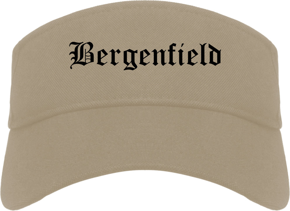Bergenfield New Jersey NJ Old English Mens Visor Cap Hat Khaki
