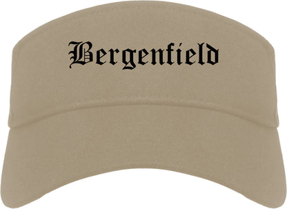 Bergenfield New Jersey NJ Old English Mens Visor Cap Hat Khaki