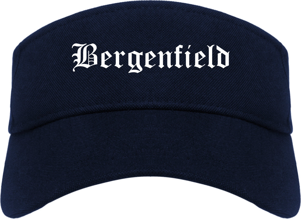 Bergenfield New Jersey NJ Old English Mens Visor Cap Hat Navy Blue