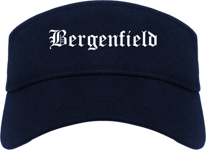 Bergenfield New Jersey NJ Old English Mens Visor Cap Hat Navy Blue