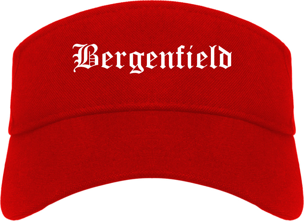 Bergenfield New Jersey NJ Old English Mens Visor Cap Hat Red