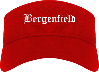 Bergenfield New Jersey NJ Old English Mens Visor Cap Hat Red