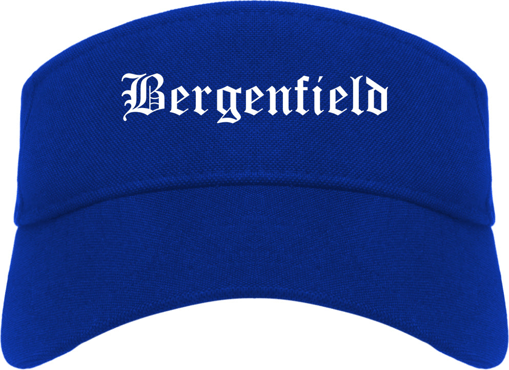 Bergenfield New Jersey NJ Old English Mens Visor Cap Hat Royal Blue