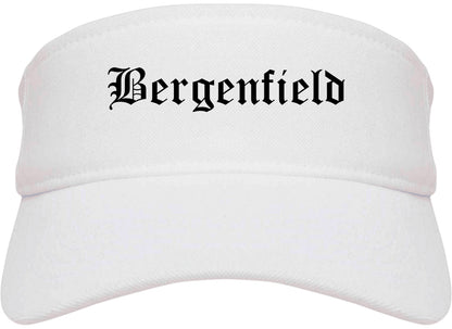Bergenfield New Jersey NJ Old English Mens Visor Cap Hat White