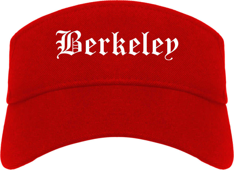 Berkeley Missouri MO Old English Mens Visor Cap Hat Red