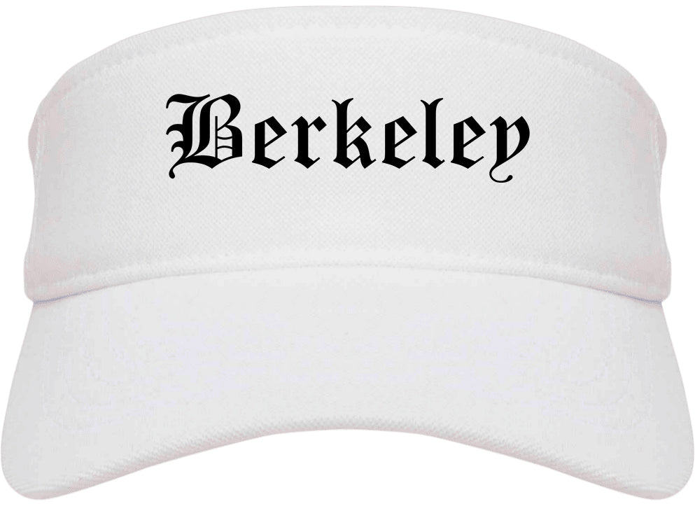 Berkeley Missouri MO Old English Mens Visor Cap Hat White