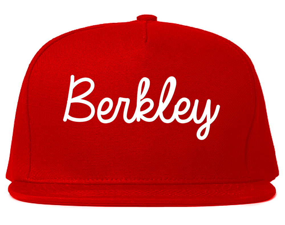 Berkley Michigan MI Script Mens Snapback Hat Red