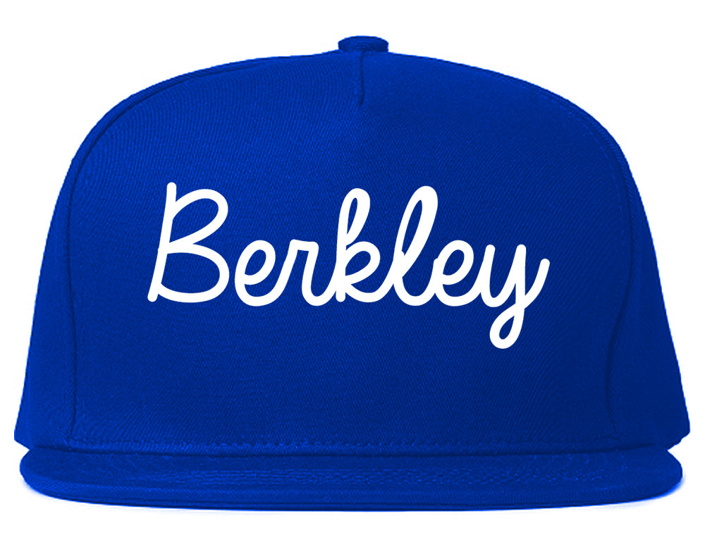 Berkley Michigan MI Script Mens Snapback Hat Royal Blue