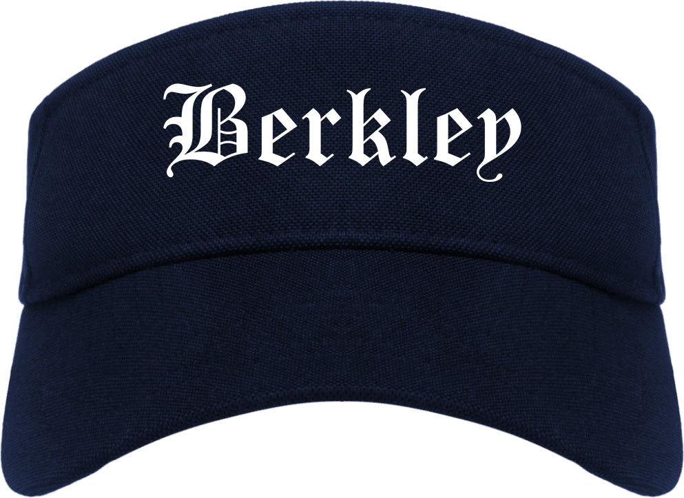 Berkley Michigan MI Old English Mens Visor Cap Hat Navy Blue