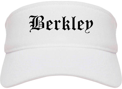 Berkley Michigan MI Old English Mens Visor Cap Hat White