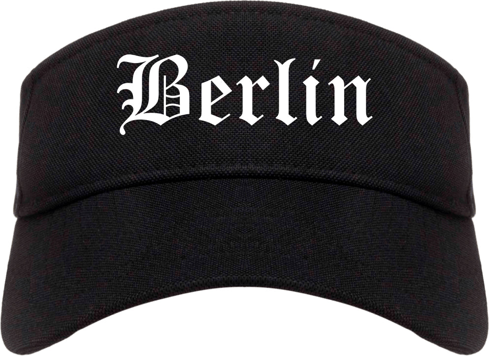 Berlin New Hampshire NH Old English Mens Visor Cap Hat Black