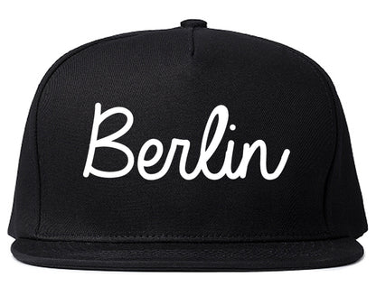 Berlin New Jersey NJ Script Mens Snapback Hat Black
