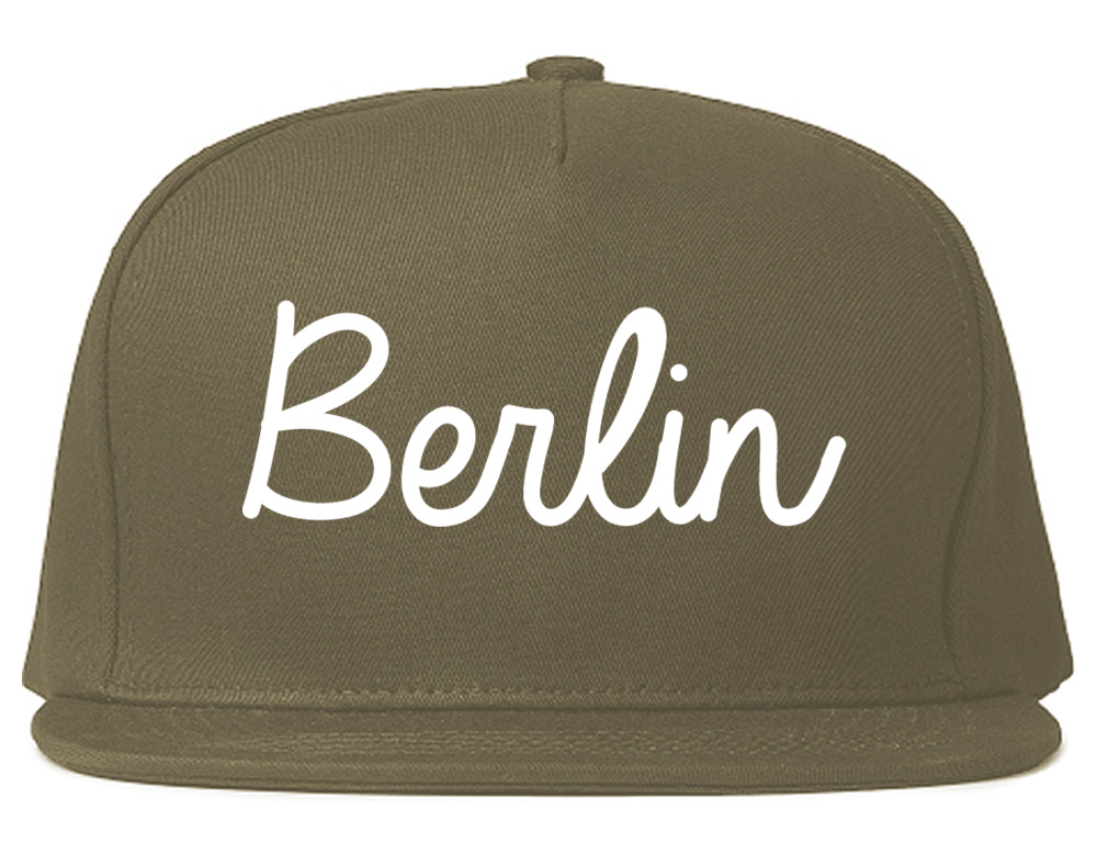 Berlin New Jersey NJ Script Mens Snapback Hat Grey
