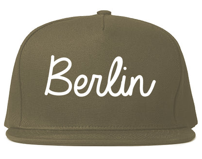 Berlin New Jersey NJ Script Mens Snapback Hat Grey