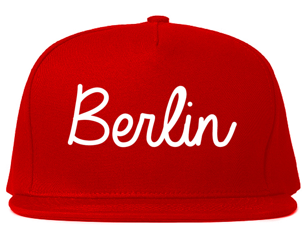 Berlin New Jersey NJ Script Mens Snapback Hat Red