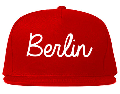 Berlin New Jersey NJ Script Mens Snapback Hat Red